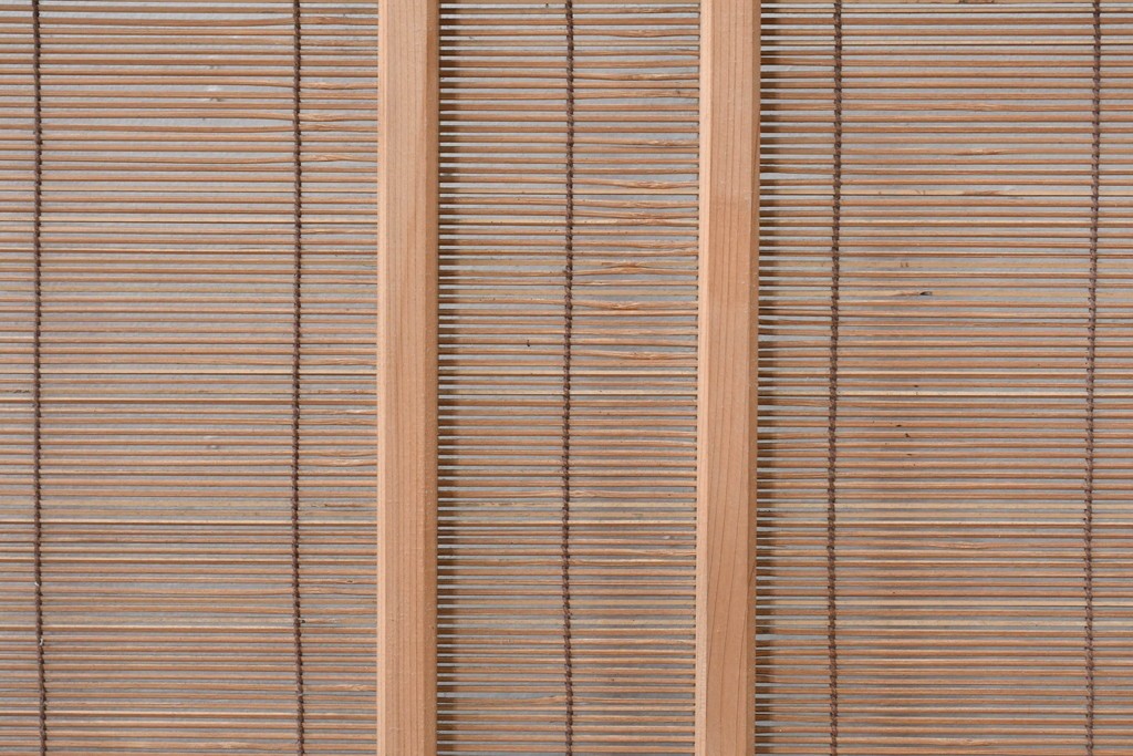 ヴィンテージ建具　昭和後期　細やかな簾とガラス窓が涼やかな簾戸2枚セット　(R-086074)