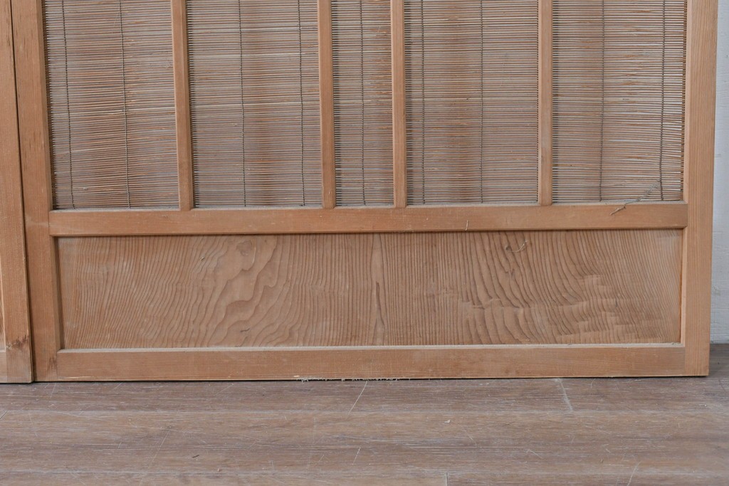 ヴィンテージ建具　昭和後期　細やかな簾とガラス窓が涼やかな簾戸2枚セット　(R-086074)