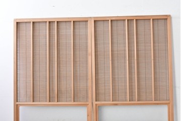 ヴィンテージ建具　昭和後期　細やかな簾とガラス窓が涼やかな簾戸2枚セット　(R-086074)