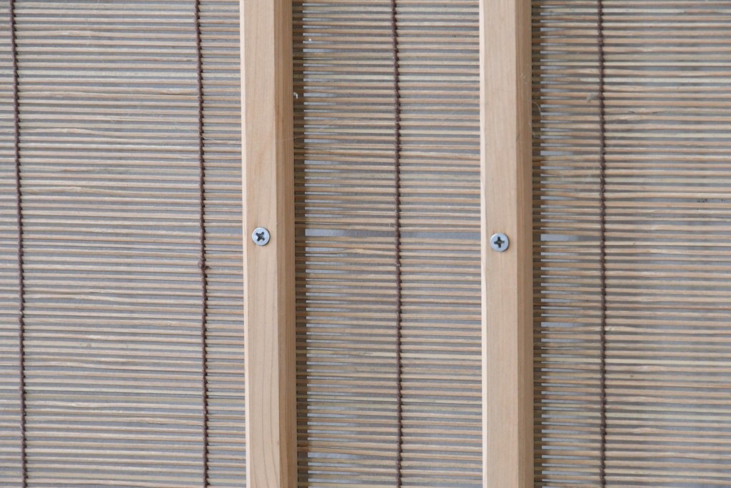 ヴィンテージ建具　昭和後期　細やかな簾とガラス窓が涼やかな簾戸2枚セット　(R-086074)