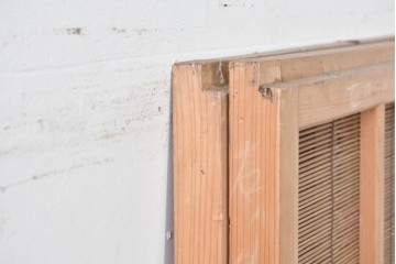 ヴィンテージ建具　昭和後期　細やかな簾とガラス窓が涼やかな簾戸2枚セット　(R-086074)