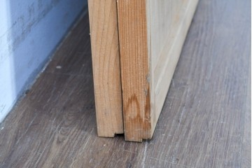 ヴィンテージ建具　昭和後期　細やかな簾とガラス窓が涼やかな簾戸2枚セット　(R-086074)