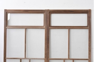 アンティーク建具　昭和初期　木味が魅力のガラス戸2枚セット　(R-086075)