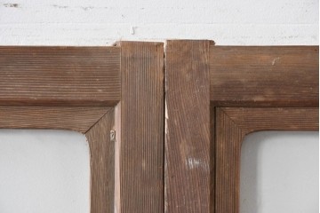 アンティーク建具　昭和初期　木味が魅力のガラス戸2枚セット　(R-086075)