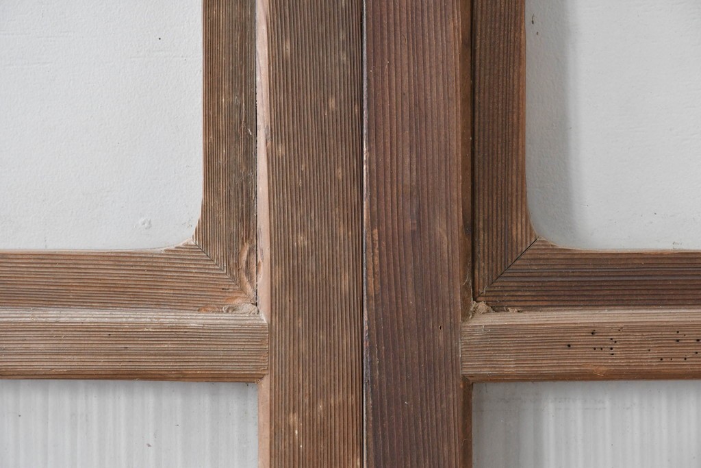 アンティーク建具　昭和初期　木味が魅力のガラス戸2枚セット　(R-086075)