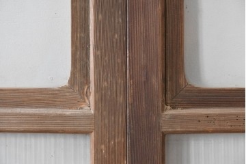 アンティーク建具　昭和初期　木味が魅力のガラス戸2枚セット　(R-086075)