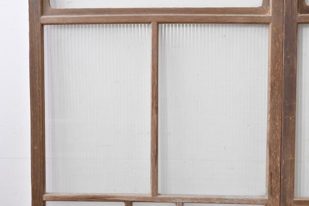 アンティーク建具　昭和初期　木味が魅力のガラス戸2枚セット　(R-086075)