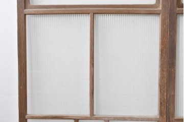 アンティーク建具　昭和初期　木味が魅力のガラス戸2枚セット　(R-086075)