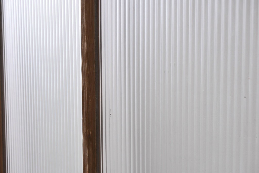 アンティーク建具　昭和初期　木味が魅力のガラス戸2枚セット　(R-086075)