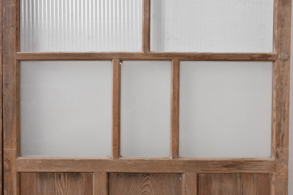 アンティーク建具　昭和初期　木味が魅力のガラス戸2枚セット　(R-086075)