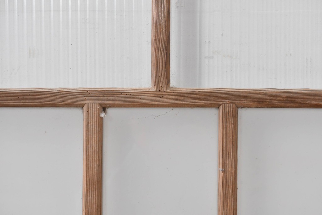 アンティーク建具　昭和初期　木味が魅力のガラス戸2枚セット　(R-086075)