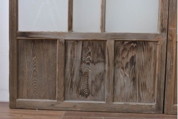 アンティーク建具　昭和初期　木味が魅力のガラス戸2枚セット　(R-086075)