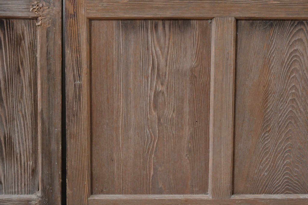 アンティーク建具　昭和初期　木味が魅力のガラス戸2枚セット　(R-086075)