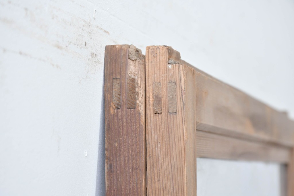 アンティーク建具　昭和初期　木味が魅力のガラス戸2枚セット　(R-086075)