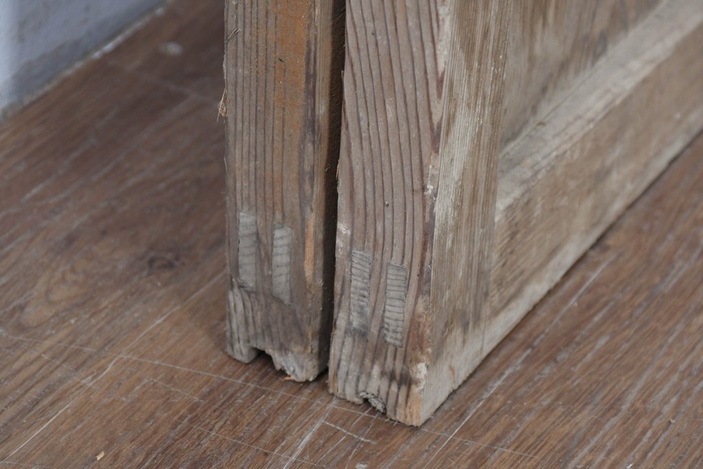 アンティーク建具　昭和初期　木味が魅力のガラス戸2枚セット　(R-086075)