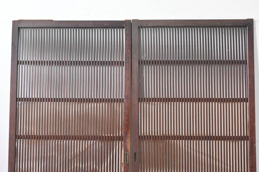 アンティーク建具　明治期　繊細な格子が美しい格子戸2枚セット　(R-086076)