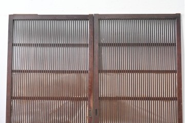 アンティーク建具　明治期　繊細な格子が美しい格子戸2枚セット　(R-086076)