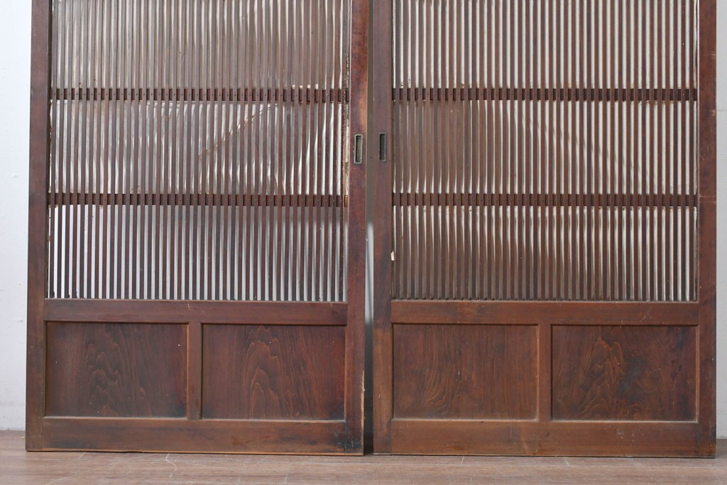 アンティーク建具　明治期　繊細な格子が美しい格子戸2枚セット　(R-086076)