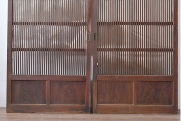 アンティーク建具　明治期　繊細な格子が美しい格子戸2枚セット　(R-086076)