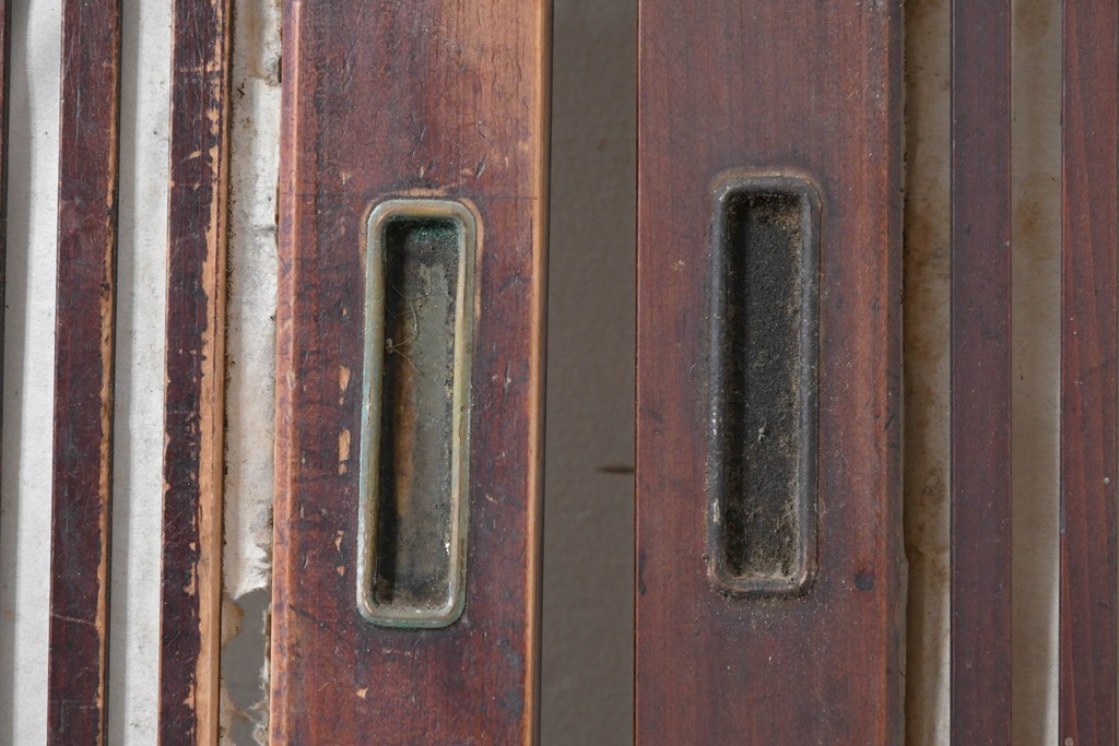 アンティーク建具　明治期　繊細な格子が美しい格子戸2枚セット　(R-086076)