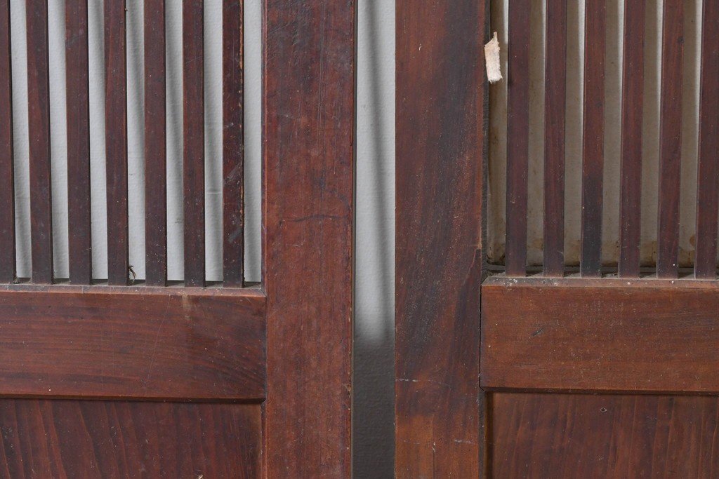 アンティーク建具　明治期　繊細な格子が美しい格子戸2枚セット　(R-086076)