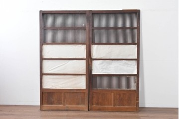 アンティーク建具　明治期　繊細な格子が美しい格子戸2枚セット　(R-086076)