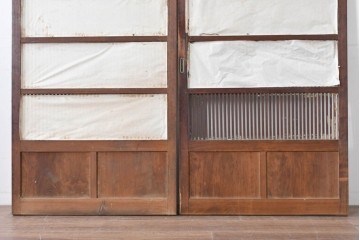 アンティーク建具　明治期　繊細な格子が美しい格子戸2枚セット　(R-086076)