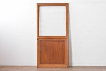 アンティーク建具　昭和初期から中期　欅(ケヤキ)材　鏡板の美しい木目が魅力のガラス戸1枚　(R-086078)