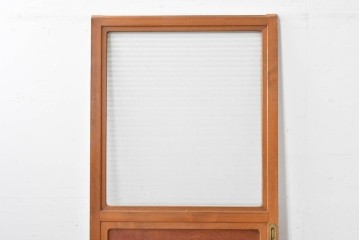 アンティーク建具　昭和初期から中期　欅(ケヤキ)材　鏡板の美しい木目が魅力のガラス戸1枚　(R-086078)