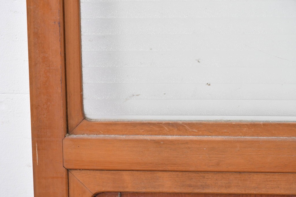 アンティーク建具　昭和初期から中期　欅(ケヤキ)材　鏡板の美しい木目が魅力のガラス戸1枚　(R-086078)