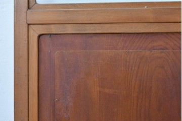 アンティーク建具　昭和初期から中期　欅(ケヤキ)材　鏡板の美しい木目が魅力のガラス戸1枚　(R-086078)