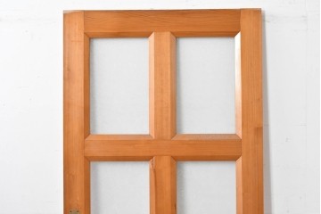 ヴィンテージ建具　昭和後期　格子と模様ガラスの組み合わせが優しい光を取り込むガラス戸1枚　(R-086079)