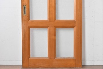 ヴィンテージ建具　昭和後期　格子と模様ガラスの組み合わせが優しい光を取り込むガラス戸1枚　(R-086079)