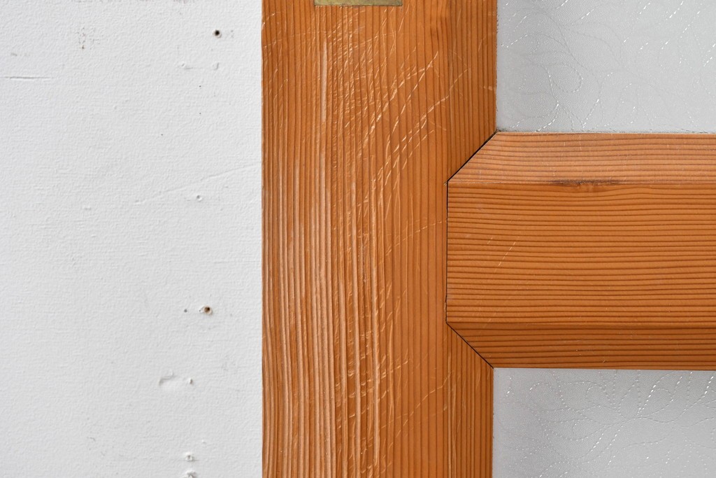 ヴィンテージ建具　昭和後期　格子と模様ガラスの組み合わせが優しい光を取り込むガラス戸1枚　(R-086079)