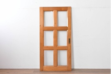 ヴィンテージ建具　昭和後期　格子と模様ガラスの組み合わせが優しい光を取り込むガラス戸1枚　(R-086079)