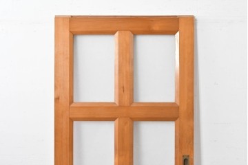 ヴィンテージ建具　昭和後期　格子と模様ガラスの組み合わせが優しい光を取り込むガラス戸1枚　(R-086079)