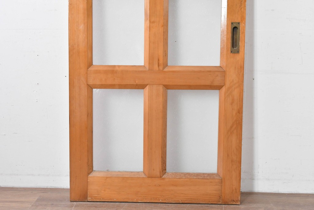 ヴィンテージ建具　昭和後期　格子と模様ガラスの組み合わせが優しい光を取り込むガラス戸1枚　(R-086079)