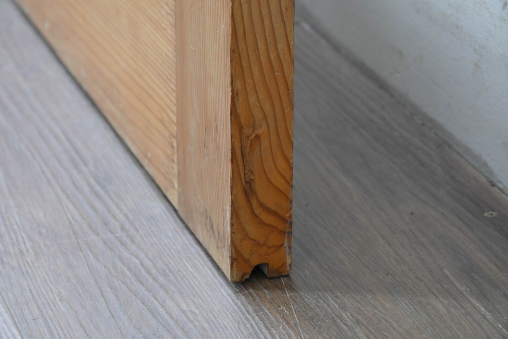 ヴィンテージ建具　昭和後期　格子と模様ガラスの組み合わせが優しい光を取り込むガラス戸1枚　(R-086079)