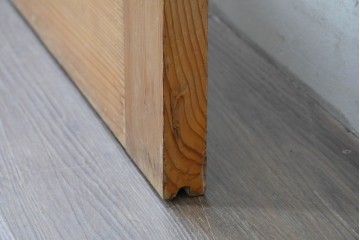 ヴィンテージ建具　昭和後期　格子と模様ガラスの組み合わせが優しい光を取り込むガラス戸1枚　(R-086079)