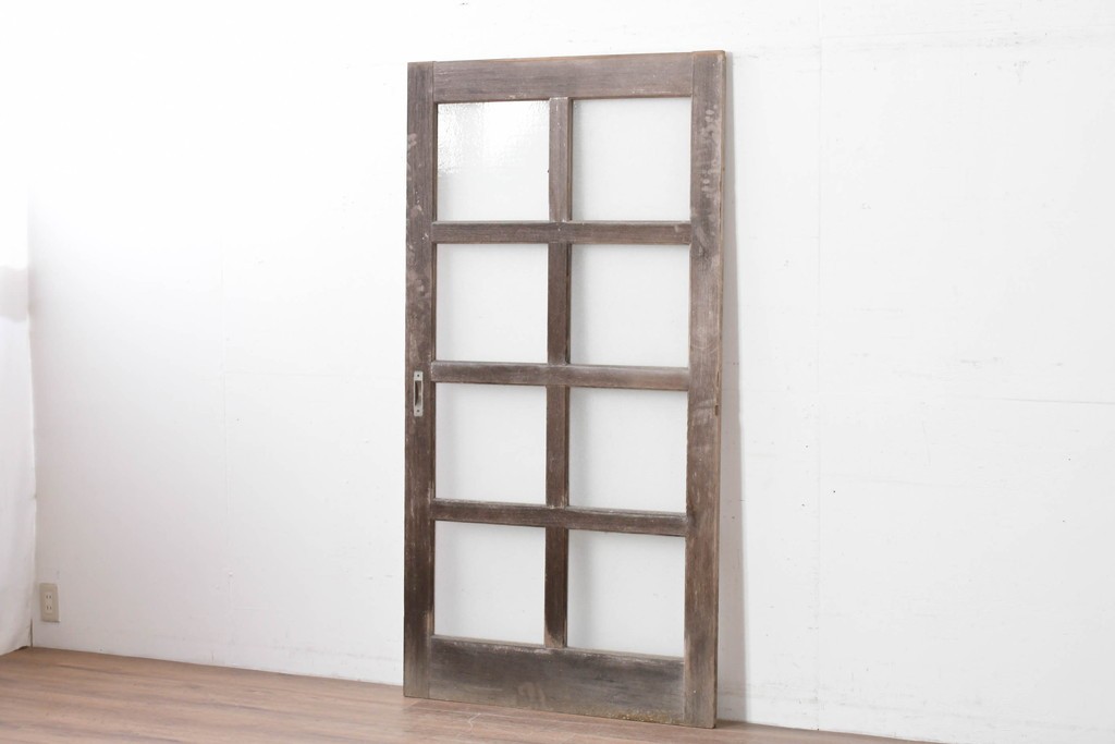 ヴィンテージ建具　昭和中期　整った格子が空間をすっきりと見せるガラス戸1枚　(R-086080)