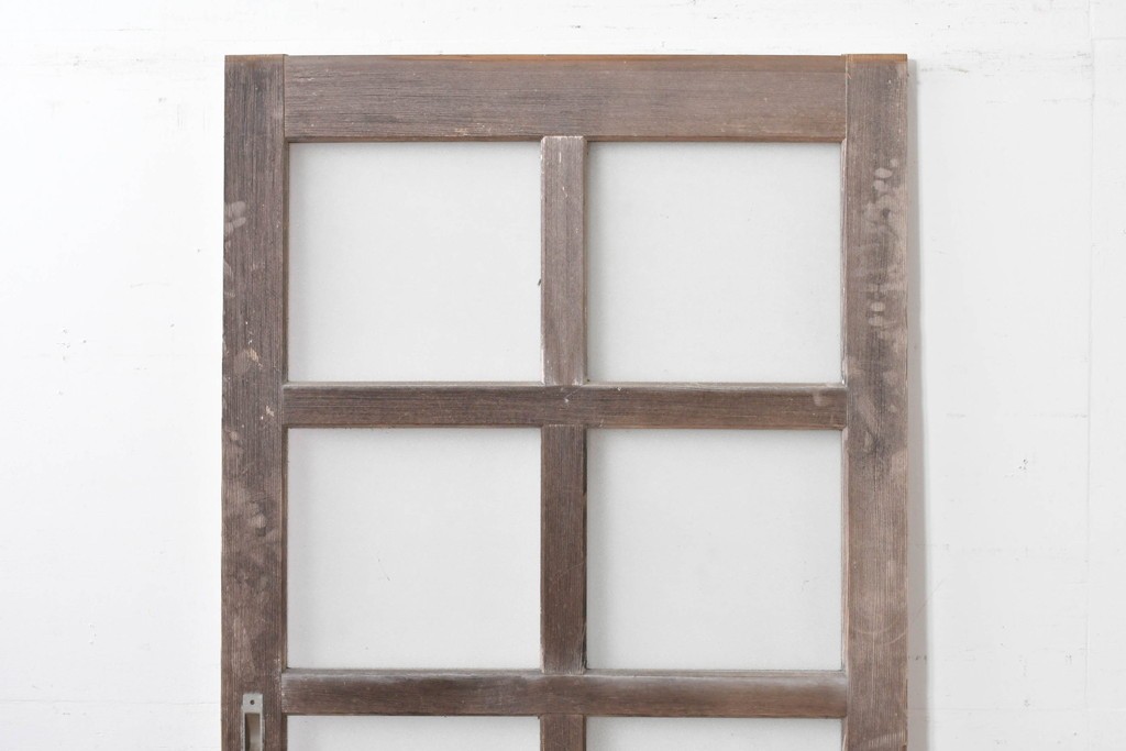 ヴィンテージ建具　昭和中期　整った格子が空間をすっきりと見せるガラス戸1枚　(R-086080)