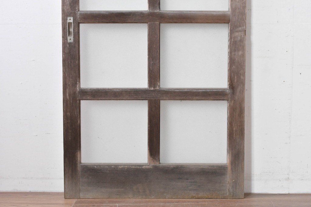 ヴィンテージ建具　昭和中期　整った格子が空間をすっきりと見せるガラス戸1枚　(R-086080)