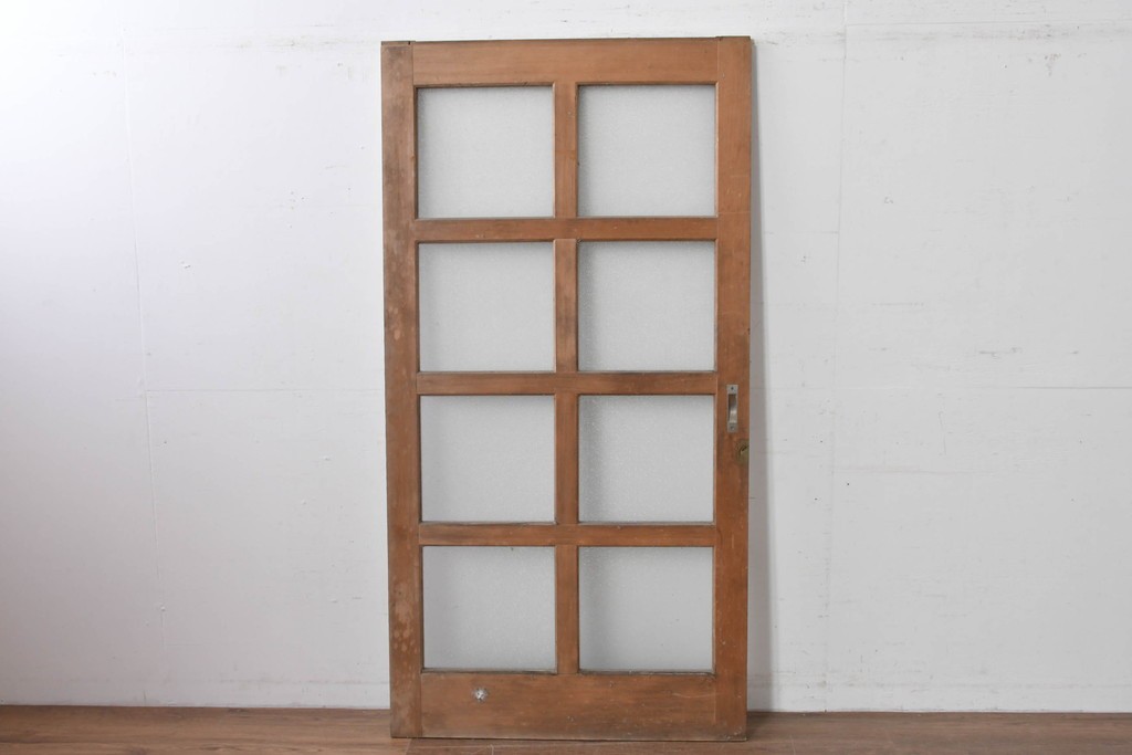 ヴィンテージ建具　昭和中期　整った格子が空間をすっきりと見せるガラス戸1枚　(R-086080)