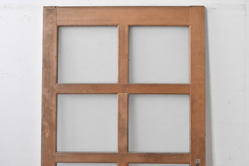 ヴィンテージ建具　昭和中期　整った格子が空間をすっきりと見せるガラス戸1枚　(R-086080)