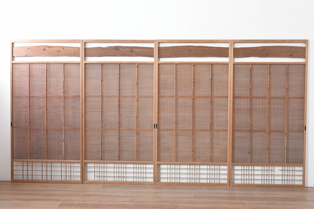 ヴィンテージ建具　昭和中期　木の表情が味わい深い夏戸4枚セット　(R-086083)