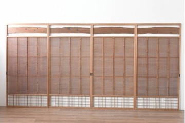 ヴィンテージ建具　昭和中期　木の表情が味わい深い夏戸4枚セット　(R-086083)