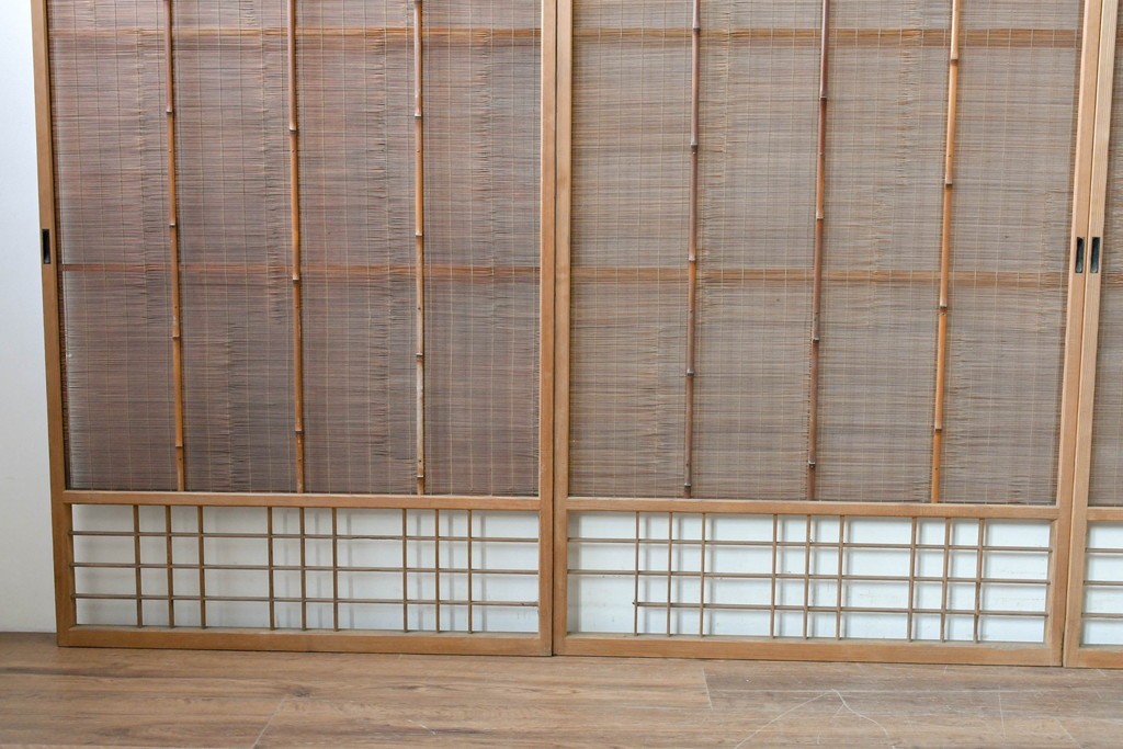 ヴィンテージ建具　昭和中期　木の表情が味わい深い夏戸4枚セット　(R-086083)