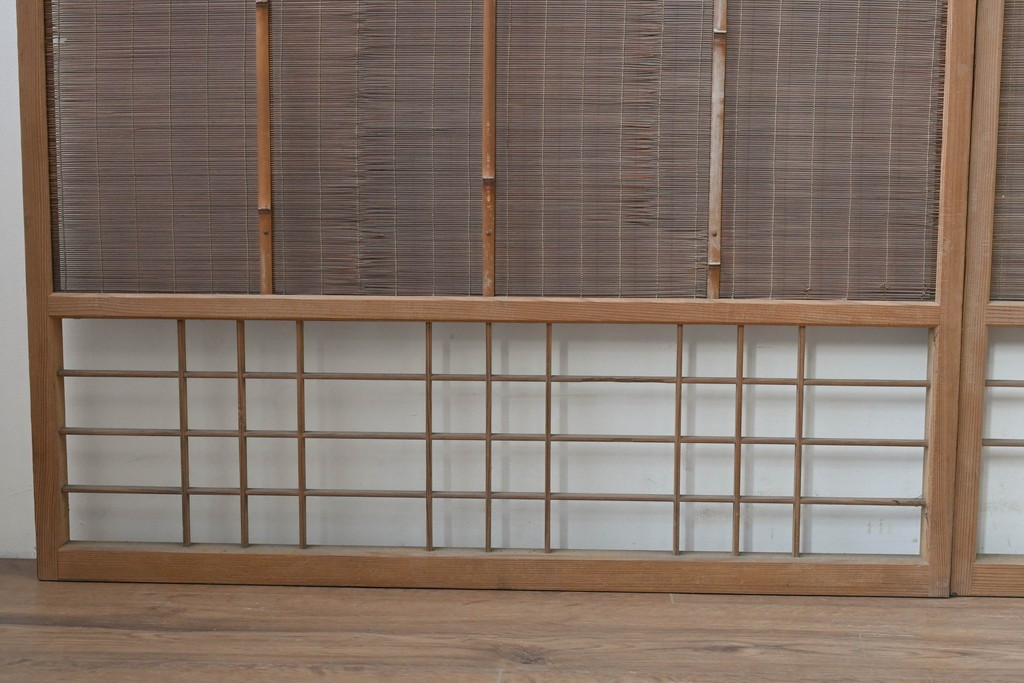 ヴィンテージ建具　昭和中期　木の表情が味わい深い夏戸4枚セット　(R-086083)