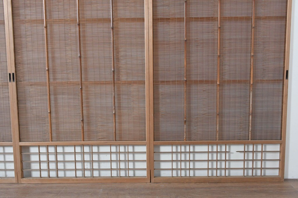 ヴィンテージ建具　昭和中期　木の表情が味わい深い夏戸4枚セット　(R-086083)