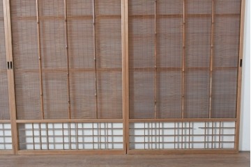 ヴィンテージ建具　昭和中期　木の表情が味わい深い夏戸4枚セット　(R-086083)